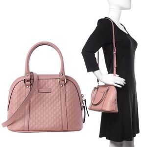 NEW GUCCI Microguccissima Mini Dome Crossbody Satchel Bag Soft Pink